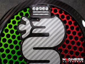 Alfa Romeo 4C Carbon Fiber Speaker Grill Covers - Alfa Logo in Italian Colors